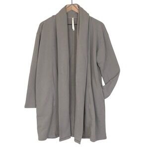 The GROUP Babaton Organic Cotton Blend Knit Cardigan Women's Sz L Taupe Open EUC